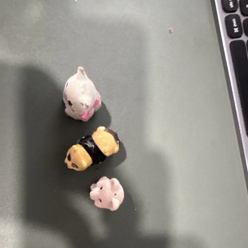 Lot of 3 Mini Animal Figure Toys Multicolor Cat Panda Dog Miniatures